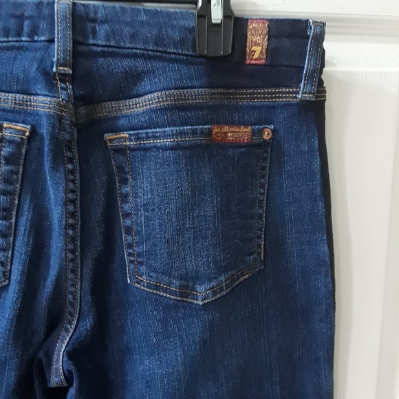 7 For All Mankind Wide Cuff Raw Hem Jeans, Sz 28 - Picture 4 of 5